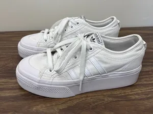 Adidas Nizza Platform White Canvas Low Top Sneakers Women US 7.5 thumbnail 1