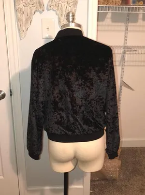 Velvet Bomber Jacket Black Size L thumbnail 4