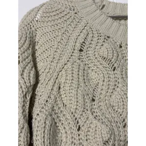 Akira Chicago Black Label Cable Knit Sweater Women's Small Elbow Patch Cream thumbnail 3