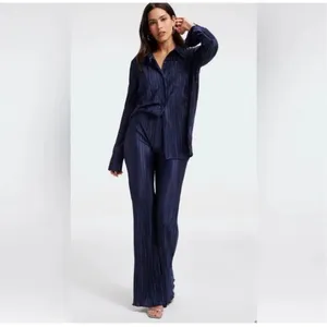 ✨Good American Always Fits Plisse Wide Leg Navy Sz 5/6=2x-3x Pants✨ thumbnail 2