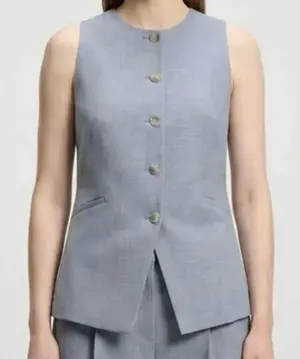 BOSS Virgin blue Wool Waistcoat vest Size 2 thumbnail 1
