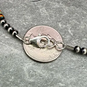 18” Navajo Style Sterling Silver Pearls Necklace thumbnail 5