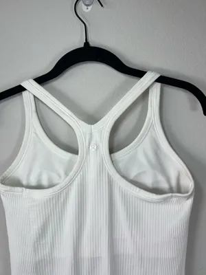 Lululemon Ebb to Street Tank Top White Ribbed Built In Bra Racerback Athletic 8 thumbnail 8