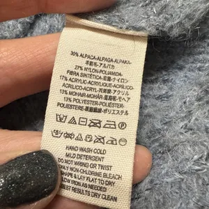 FREE PEOPLE S ALPACA BLEND KNIT OVERSIZED V-NECK BOHO SWEATER‎ GREY Bell Sleeve thumbnail 7