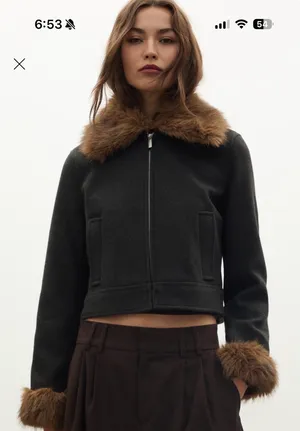 Stradivarius Jacket with faux fur detail thumbnail 1