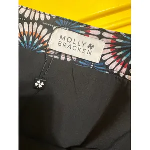 Molly Bracken Geometric Fan Print Wrap‎ Tulip Skirt Navy Blue Teal Coral NEW thumbnail 7