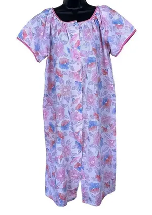 Vintage Regal Rose Floral Print Button Down Midi Dress ￼Size Medium thumbnail 1