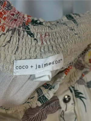 Coco + Jaimeson Large Strapless Cream Floral High Low Dress Ruffle Tropical thumbnail 4