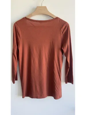 J Crew Pleated Scoop Neck 3/4 Sleeve Top Brown Rust Cotton Medium M thumbnail 7