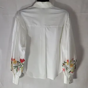 Kate Spade White Floral Embroidered Gathered Puff Sleeve Blouse Shirt Sz 6 NWOT thumbnail 3