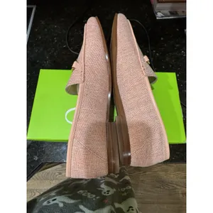 Sam Edelman Women Loraine Loafers Shoes Pink Metallic‎ Linen Size 8.5 Equestrian thumbnail 8