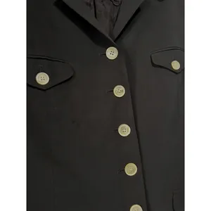 Lauren Ralph Lauren Women’s Sz 14 Black 100% Silk Button Front Blazer Jacket thumbnail 4