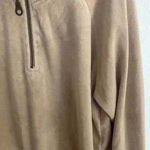 Moda International Tan Velour Quarter Zip Pullover Sweatshirt Large Raglan thumbnail 5