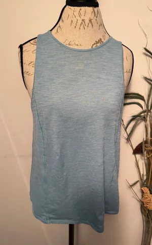 LULULEMON Tank Top Women Blue Heathered‎ Open Back Workout Gym Activewear thumbnail 1