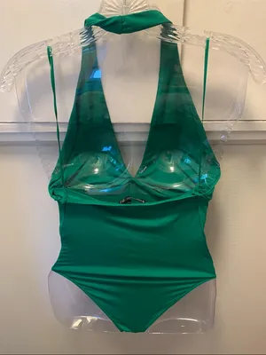 stradivarius Emerald Green Plunge Halter Bodysuit thumbnail 2