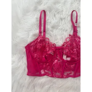 Victoria’s Secret Dream Angels Wicked Shimmer Heart Embroidery Corset Pink Large thumbnail 4