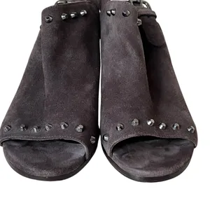 Stuart Weitzman Commodore Bootie 6 Brown‎ Leather Suede Studded Shoes Chic Edgy thumbnail 6