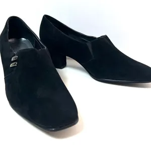 Karen Scott Riley Black Suede Leather Square Toe Block Heel Pumps Size 10M thumbnail 1