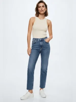 Zara Z1975 High-Rise Straight Leg Jeans Medium Wash Raw Hem – Size US 10 thumbnail 8
