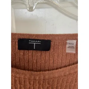 Tahari Women Rust Brown Textured‎ Ribbed Knit Short Sleeve Sweater Top Size M thumbnail 3