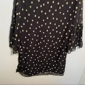 Lilly Pulitzer Women's Size 00 Caroline Silk Tunic Dress Black Gold Metallic thumbnail 11