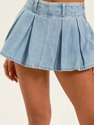 Altar'd State Light Blue Denim Skirt thumbnail 1