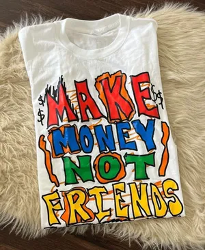 Source Unknown NWOT white "Make Money not Friends $" Graphic Tee T-shirt M thumbnail 1