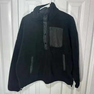 Wilo The Label Fleece Pullover Womens Medium Black Snap Mock Neck Sherpa‎ Jacket thumbnail 2