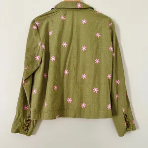 NWT $198 Free People Cali‎ Printed Blazer Jacket XS Green Daisy Flower Pink thumbnail 8