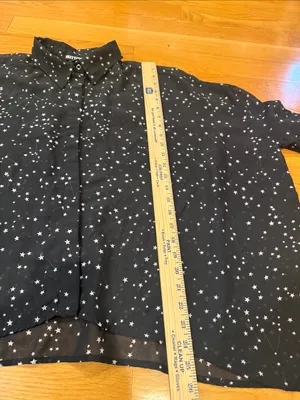 Hot topic sheer button down black with stars blouse size large . thumbnail 4