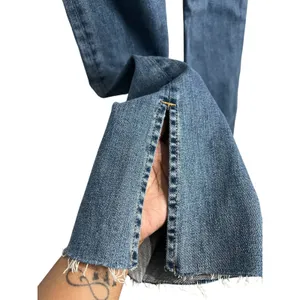NWT- We The Free Level Up Slit Slim Flare Jeans - Medium Blue Raw Hem Size 26 thumbnail 6