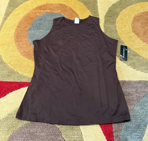 NWT Linda Leal Brown Basic Classic Tank Top Nylon / spandex Women’s Size Medium thumbnail 1