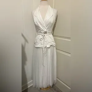 HUTCH $280 ANTHROPOLOGIE White Tulle Vest Dress Size 2 Coquette‎ Wedding Bride thumbnail 2