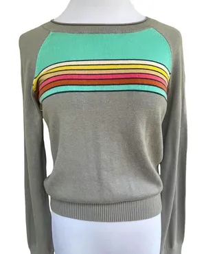 Urban Outfitters BDG Lightweight Crop Retro Style Striped Sweater M thumbnail 1