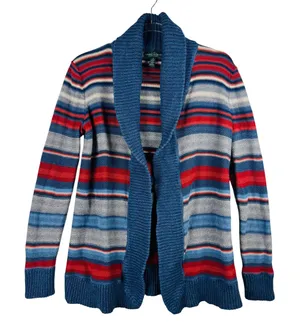 Ralph Lauren Jeans Southwestern Striped Cardigan Sweater Open Front Knit Blue S‎ thumbnail 1
