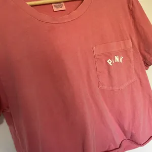 PINK Victoria's Secret cropped pink shirt casual top women's size large pocket thumbnail 3