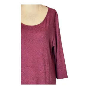 Cut Loose Dress Women Large Pink Mauve Lace Like Pattern Long‎ Sleeve Mini Boho thumbnail 5