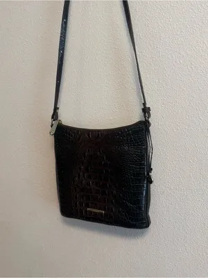 Brahmin Katie Crossbody Bag in Chocolate Melbourne Croc-Embossed Leather thumbnail 2
