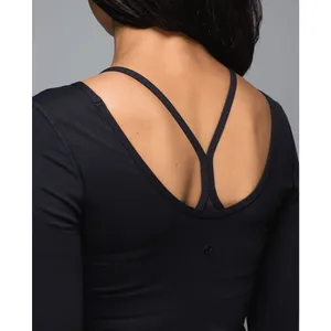 Lululemon Scoop Back Long Sleeve Black Luon Size 6-8 thumbnail 14