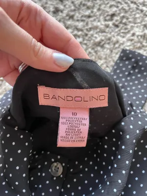 Bandolino Ruched Polka Dot Button Down Tank Top Black Size 10 thumbnail 5