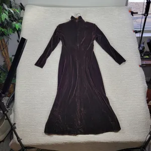 Vintage KC Spencer Velvet Maxi Dress Sz 6 Brown Turtleneck Whimsigoth Cocktail thumbnail 15