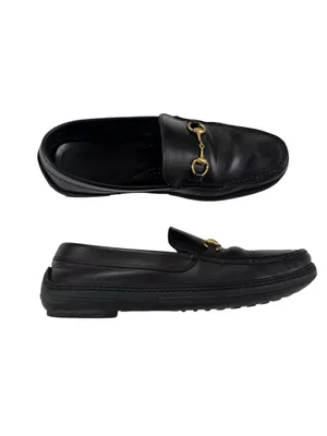 Gucci Horsebit Driving Loafers Black Leather Fits Mens US 8 Womens 9.5 thumbnail 6