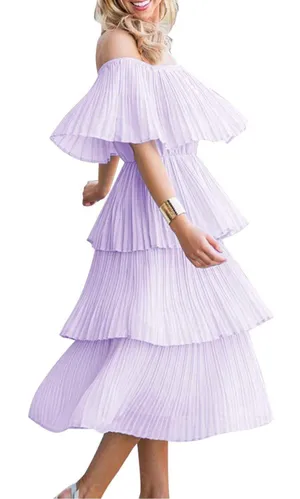 Amazon Purple Tiered Ruffle Dress thumbnail 3
