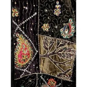 Vintage Velvet Patchwork Embroidered Jacket Black Size M thumbnail 3