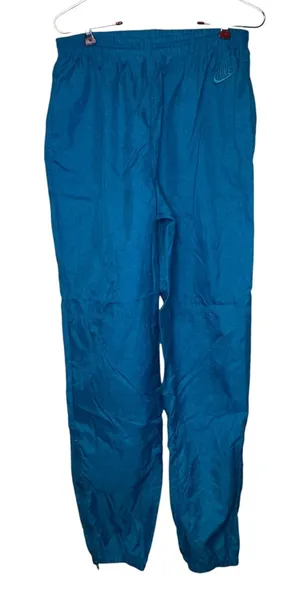 Nike Womens Track Pants Vintage Windbreaker Turquoise Drawstring Pockets Medium thumbnail 1