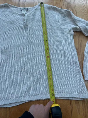 Vintage‎ L.L. Bean Sweater Womens Large Cream Henley Cotton Knit USA Made 90s thumbnail 8