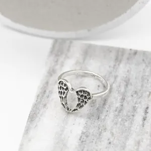 Gothic Angel Wings Ring Silver thumbnail 3