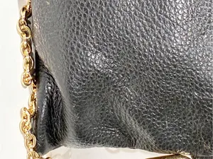 Tori Burch Black Pebble Leather Gold Logo Soft Clutch Wallet Bag Purse thumbnail 2