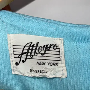 Allegro NY Vintage 70's Dress Light Sky Blue Empire Waist Maxi Crochet Detail Si thumbnail 9