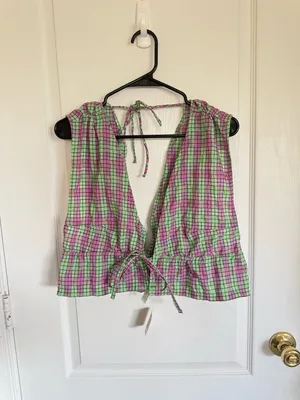 Free People NEW Linus Plaid Crop Top thumbnail 2